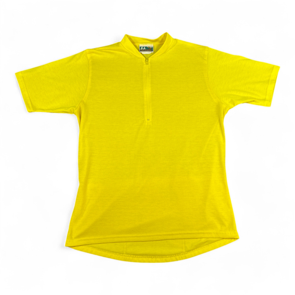 Vintage Nashbar Cycling Jersey Adult LARGE Yellow Blank USA Made Zip Pocket 90s